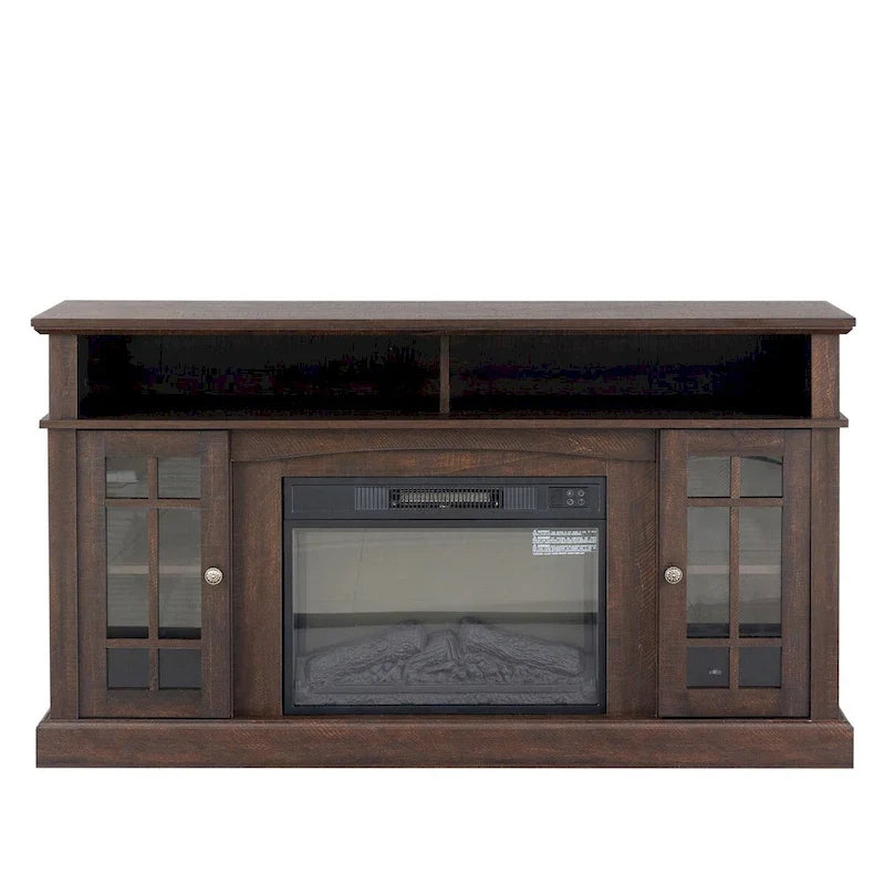 Mueble para TV con chimenea eléctrica y control remoto