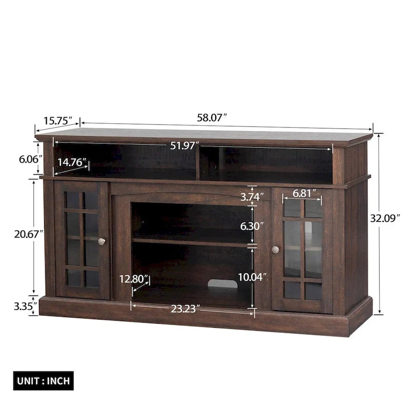 Mueble para TV con chimenea eléctrica y control remoto