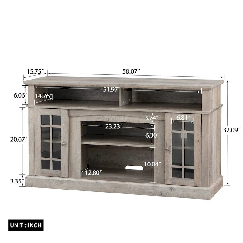 Mueble para TV con chimenea eléctrica y control remoto