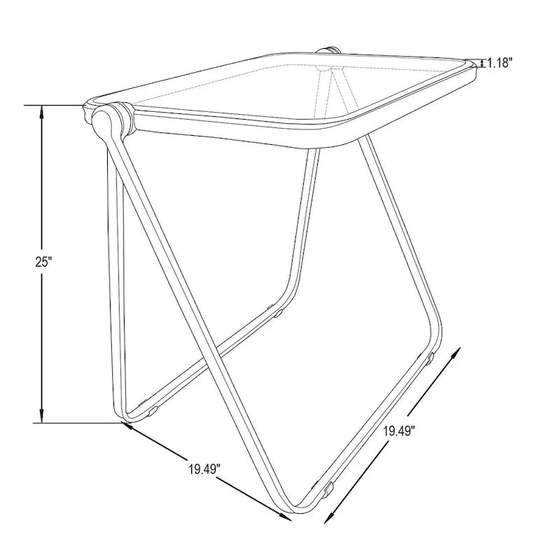 Table d’appoint pliante carrée en plastique avec cadre en fer