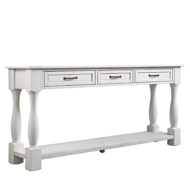 Table console en bois avec 3 tiroirs et 1 étagère inférieure