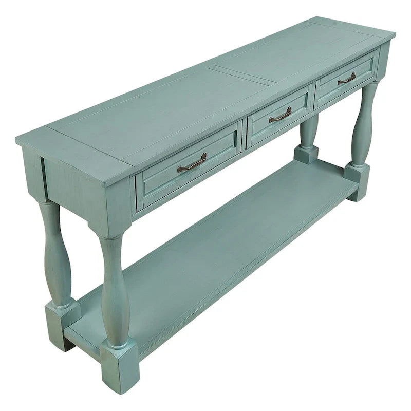 Table console en bois avec 3 tiroirs et 1 étagère inférieure