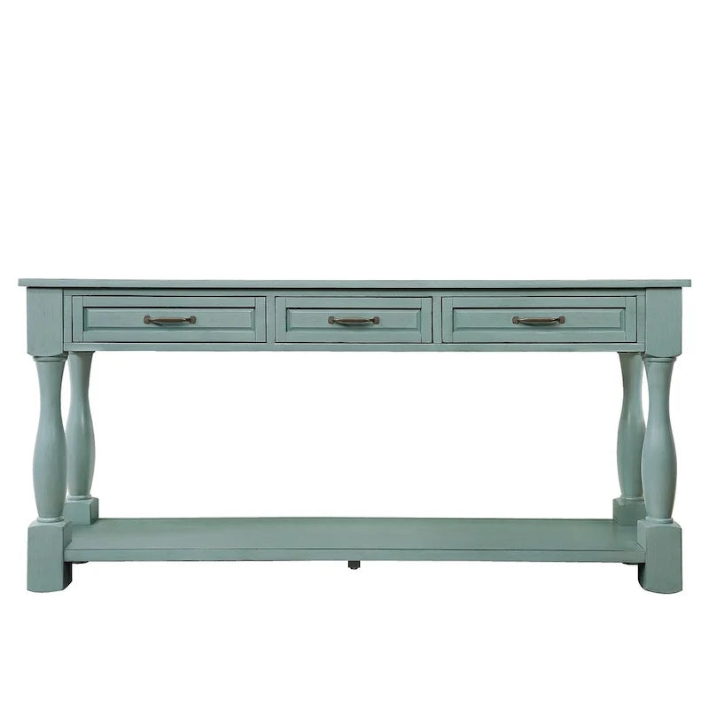 Table console en bois avec 3 tiroirs et 1 étagère inférieure