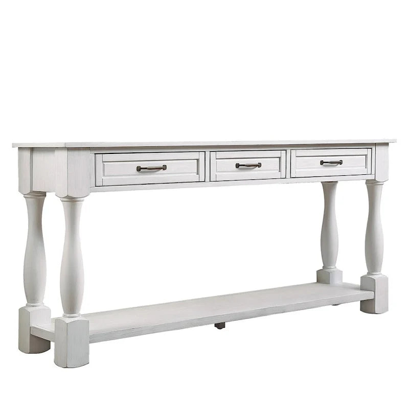 Table console en bois avec 3 tiroirs et 1 étagère inférieure
