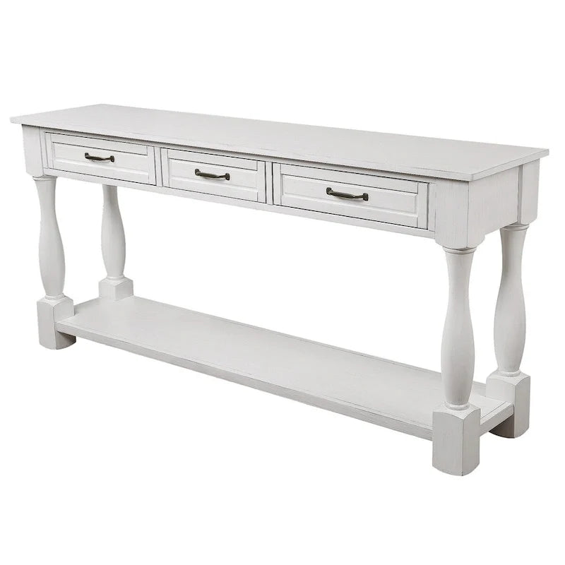 Table console en bois avec 3 tiroirs et 1 étagère inférieure