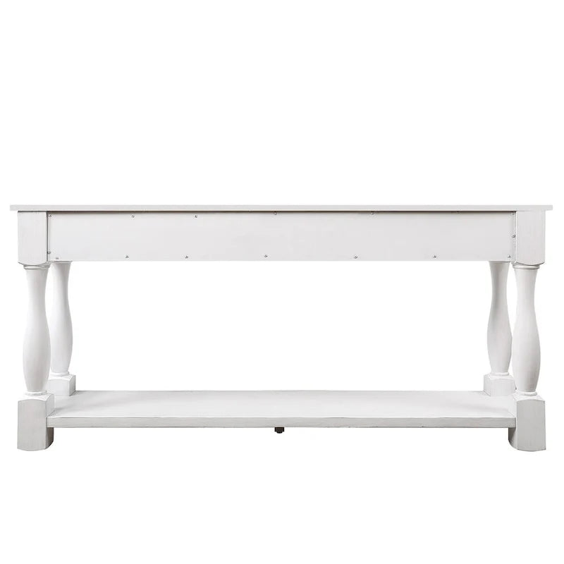 Table console en bois avec 3 tiroirs et 1 étagère inférieure