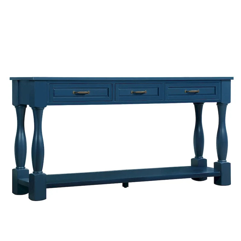 Table console en bois avec 3 tiroirs et 1 étagère inférieure