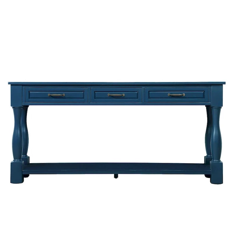 Table console en bois avec 3 tiroirs et 1 étagère inférieure