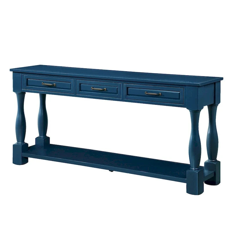 Table console en bois avec 3 tiroirs et 1 étagère inférieure