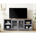 Mueble multimedia moderno para TV, consola de entretenimiento grande para el hogar, para TV de hasta 80, con estantes abiertos y vitrinas con puertas de vidrio