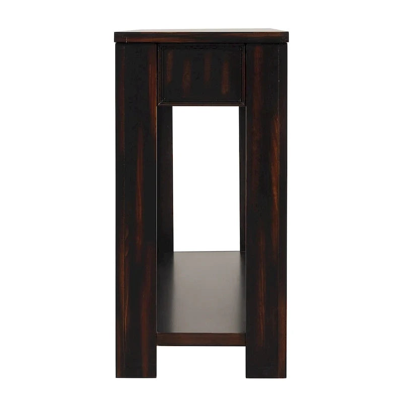 Mesa consola de madera de pino con 4 cajones y estante inferior para recibidor o pasillo