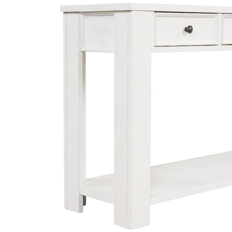 Mesa consola de madera de pino con 4 cajones y estante inferior para recibidor o pasillo