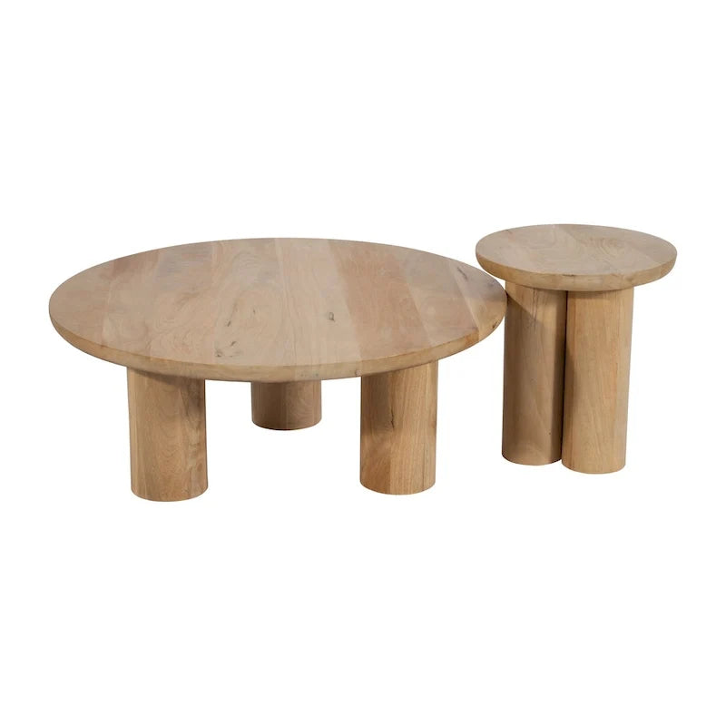 Elegante juego de mesas de centro de madera de mango estilo bohemio — Un imprescindible para un hogar moderno