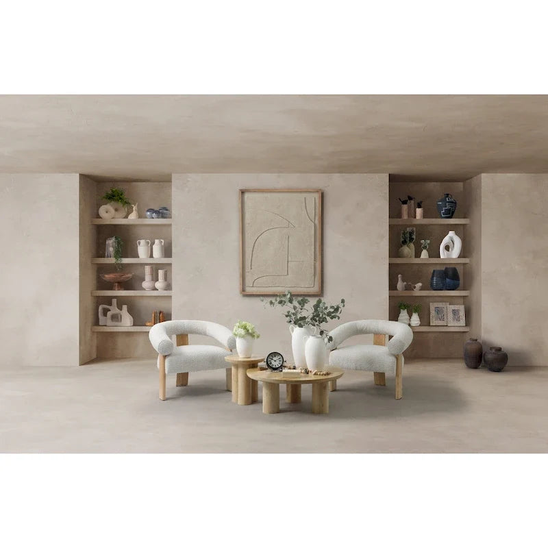 Elegante juego de mesas de centro de madera de mango estilo bohemio — Un imprescindible para un hogar moderno