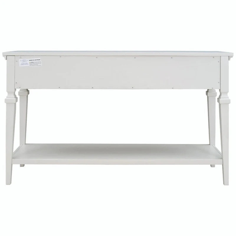 Table console de style rétro classique de 50L, avec trois tiroirs supérieurs et une étagère inférieure ouverte (gris délavé)