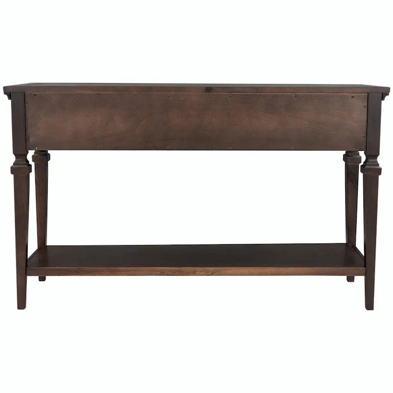 Table console de style rétro classique de 50L, avec trois tiroirs supérieurs et une étagère inférieure ouverte (gris délavé)