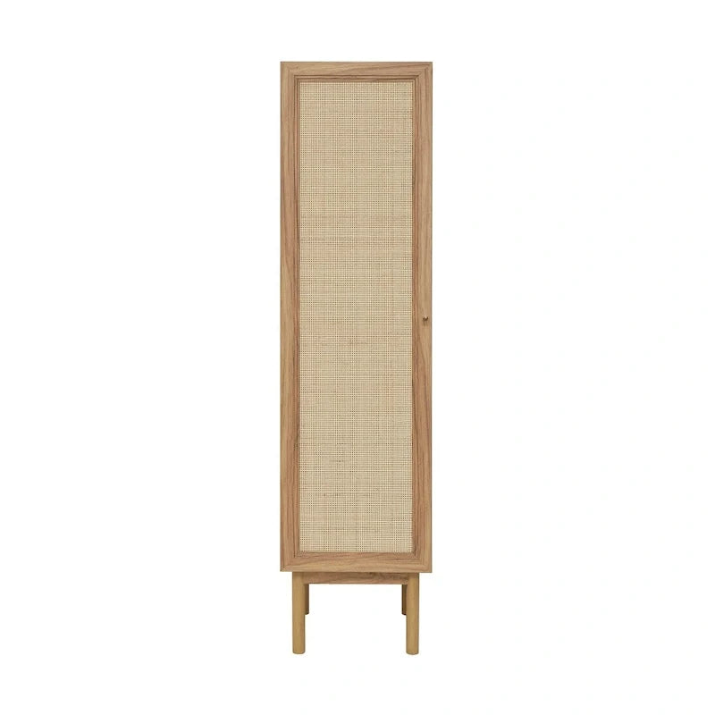 Armoire de rangement en lin, finition chêne (W 15 x H 60 x D 15 pouces)