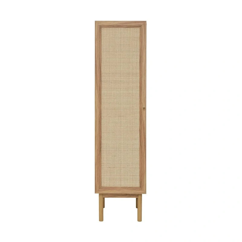 Armoire de rangement en lin, finition chêne (W 15 x H 60 x D 15 pouces)