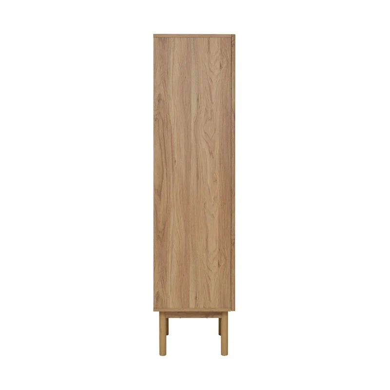 Armoire de rangement en lin, finition chêne (W 15 x H 60 x D 15 pouces)