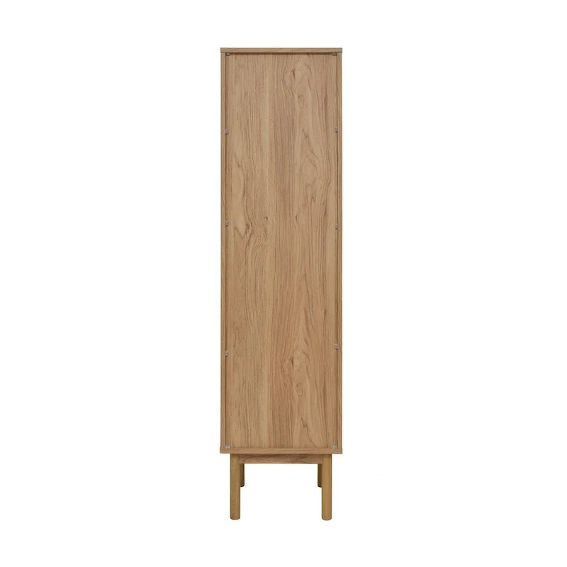 Armoire de rangement en lin, finition chêne (W 15 x H 60 x D 15 pouces)