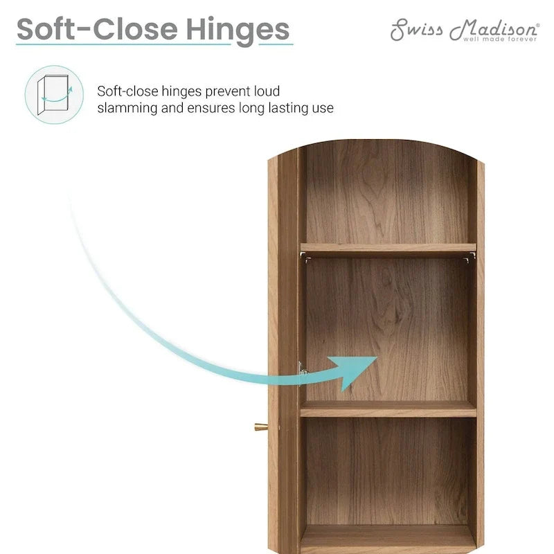 Armoire de rangement en lin, finition chêne (W 15 x H 60 x D 15 pouces)