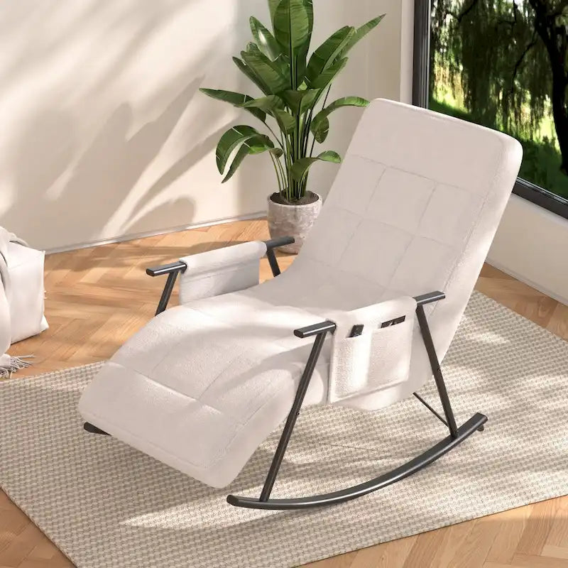 Sillón mecedora ajustable, sillón deslizante para guardería con respaldo alto ajustable y reposapiés