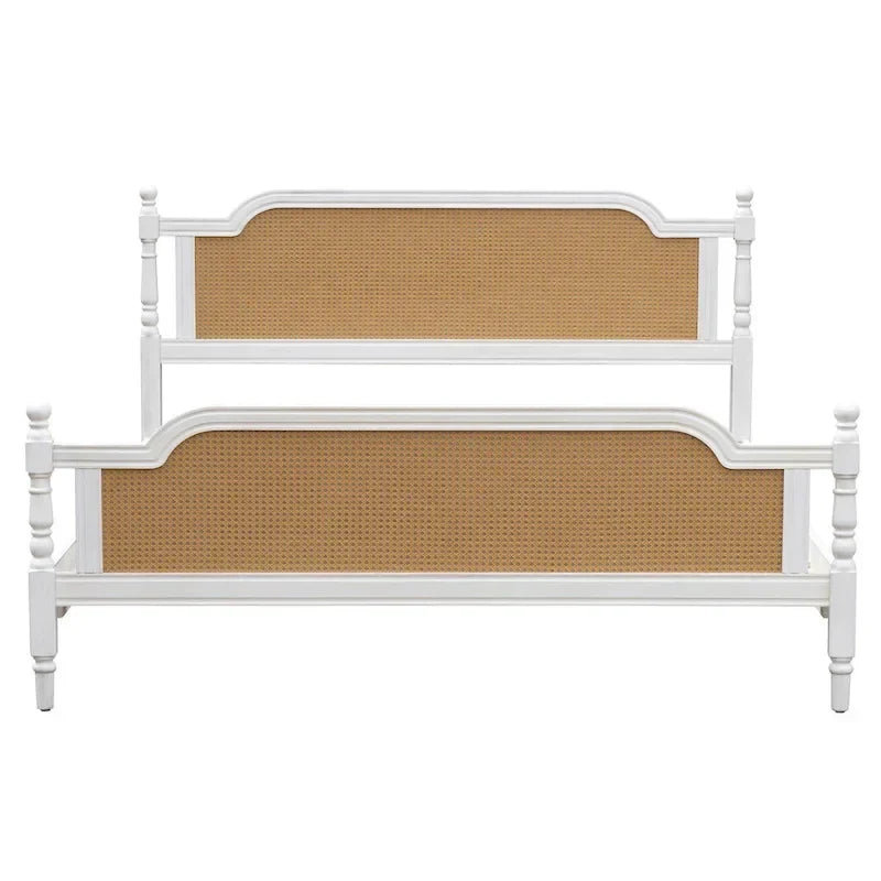 Cadre de lit en rotin de style traditionnel, sans sommier requis