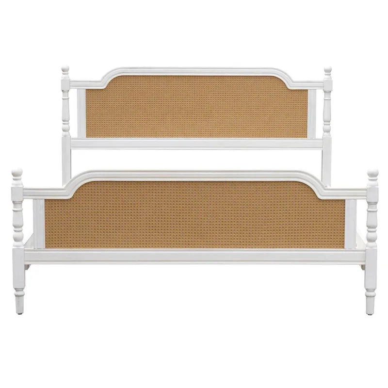 Cadre de lit en rotin de style traditionnel, sans sommier requis