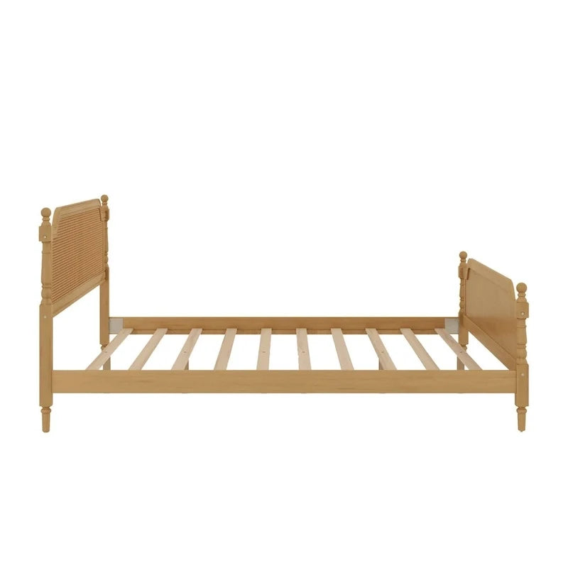 Cadre de lit en rotin de style traditionnel, sans sommier requis