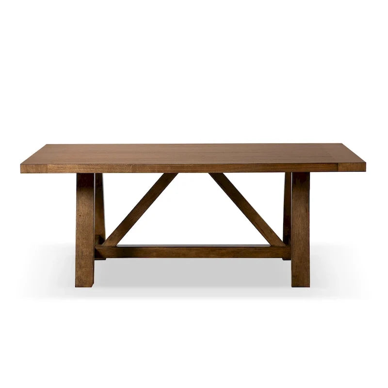 Table de salle à manger rustique en bois massif brun de 72 pouces