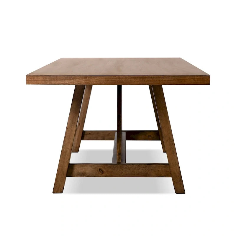 Table de salle à manger rustique en bois massif brun de 72 pouces