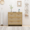 Armoire de rangement en rotin à 4 tiroirs — idéale pour les chambres, les salons, les salles à manger et les entrées — assemblage facile