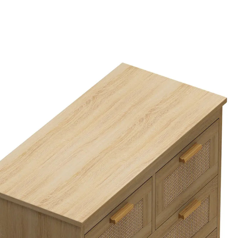 Armoire de rangement en rotin à 4 tiroirs — idéale pour les chambres, les salons, les salles à manger et les entrées — assemblage facile