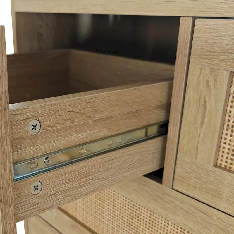 Armoire de rangement en rotin à 4 tiroirs — idéale pour les chambres, les salons, les salles à manger et les entrées — assemblage facile