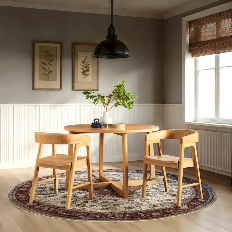 Chaises de salle à manger modernes en bois massif avec dossier rond (lot de deux)