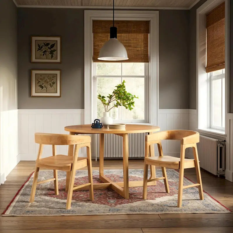Chaises de salle à manger modernes en bois massif avec dossier rond (lot de deux)