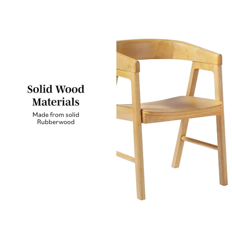 Sillas de comedor modernas de madera maciza con respaldo redondeado (juego de dos)