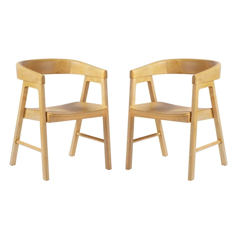 Sillas de comedor modernas de madera maciza con respaldo redondeado (juego de dos)