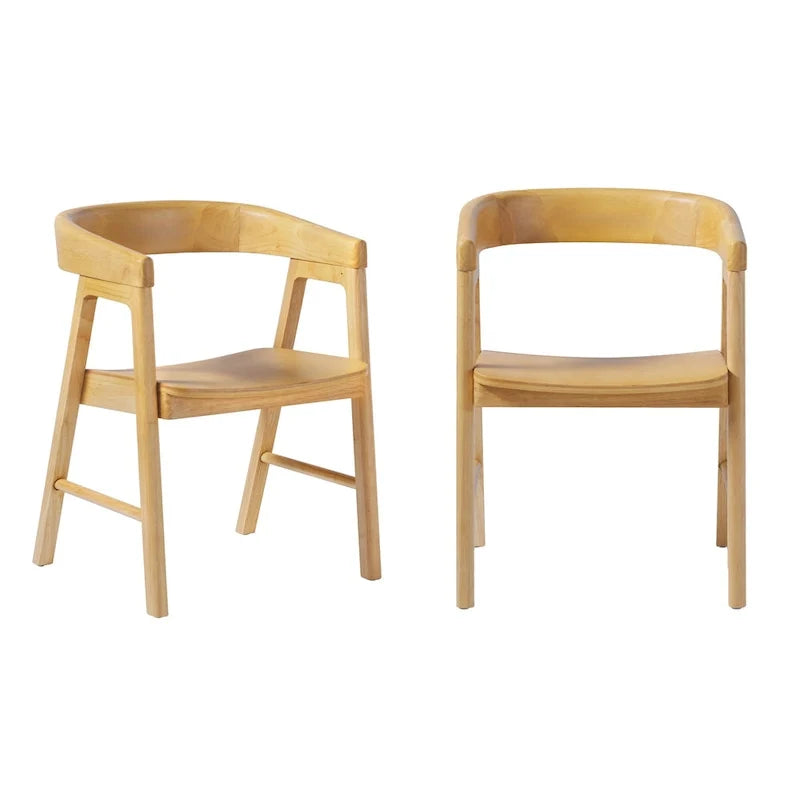 Sillas de comedor modernas de madera maciza con respaldo redondeado (juego de dos)