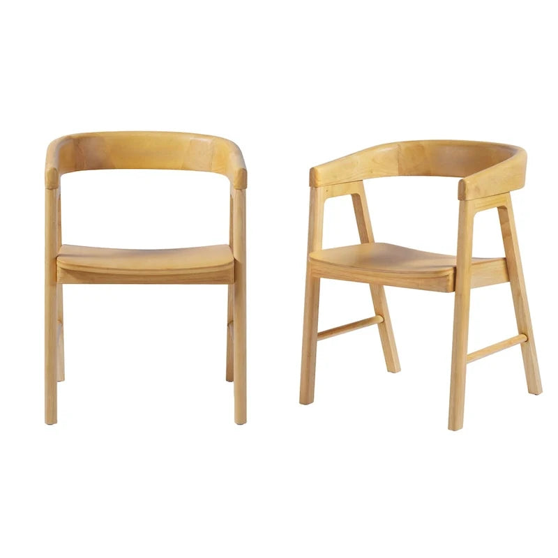 Sillas de comedor modernas de madera maciza con respaldo redondeado (juego de dos)