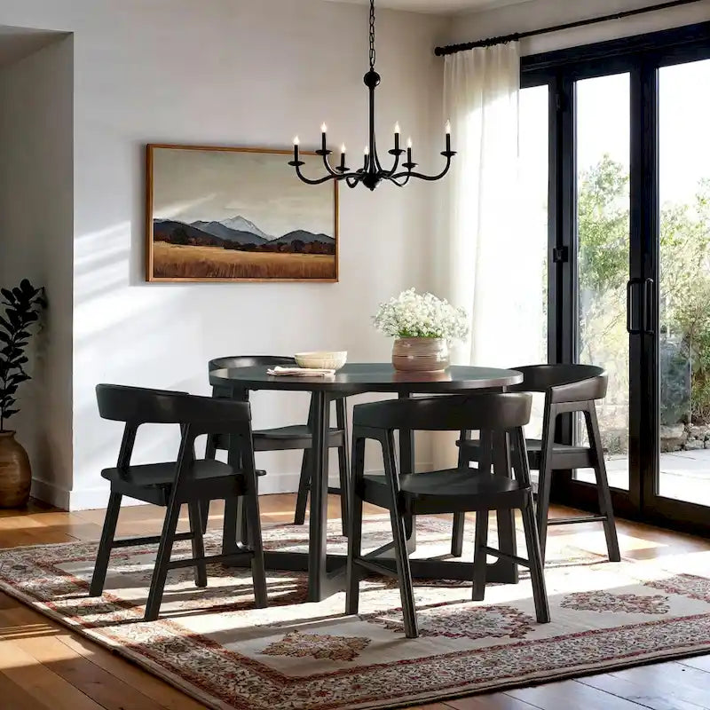 Sillas de comedor modernas de madera maciza con respaldo redondeado (juego de dos)