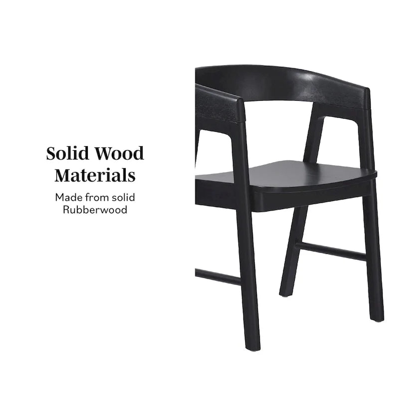 Sillas de comedor modernas de madera maciza con respaldo redondeado (juego de dos)