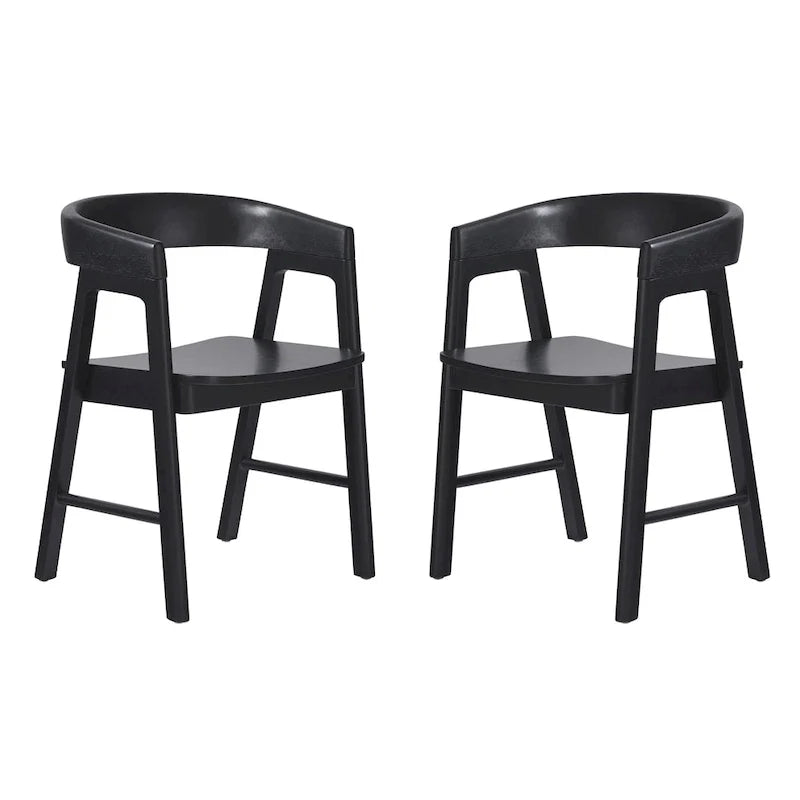 Sillas de comedor modernas de madera maciza con respaldo redondeado (juego de dos)