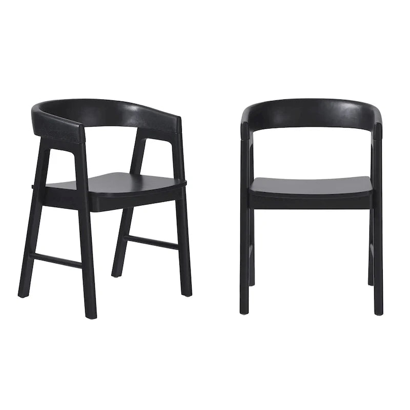 Sillas de comedor modernas de madera maciza con respaldo redondeado (juego de dos)