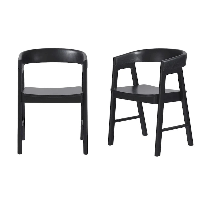 Sillas de comedor modernas de madera maciza con respaldo redondeado (juego de dos)